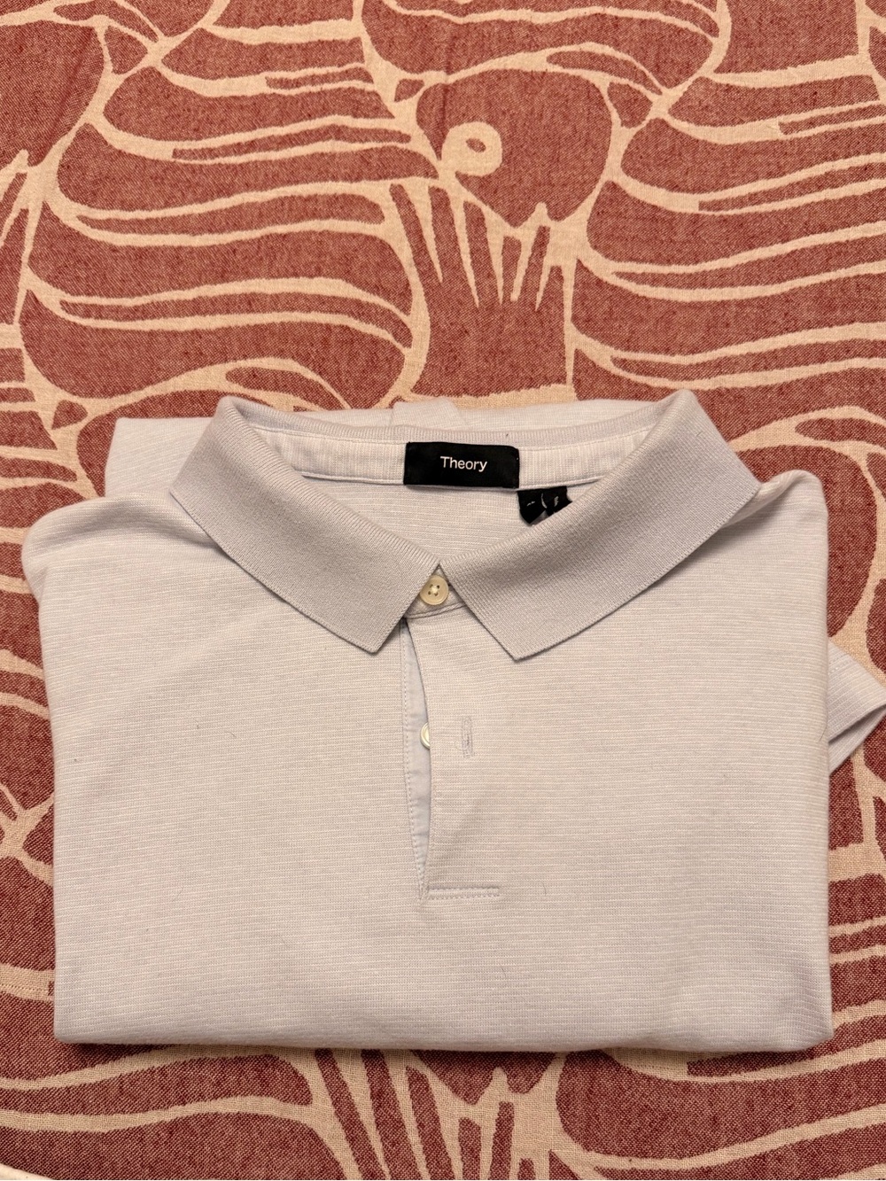 Theory Men's Long Sleeve Light Gray/Blue Polo Shirt